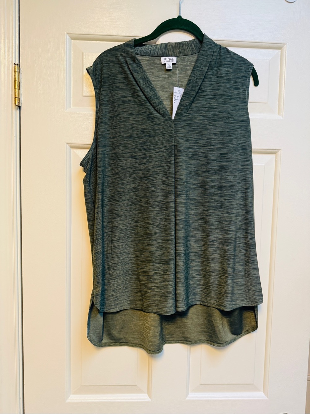 Jones Studio Heathered Dark Green V-Neck Sleeveless Tank XL